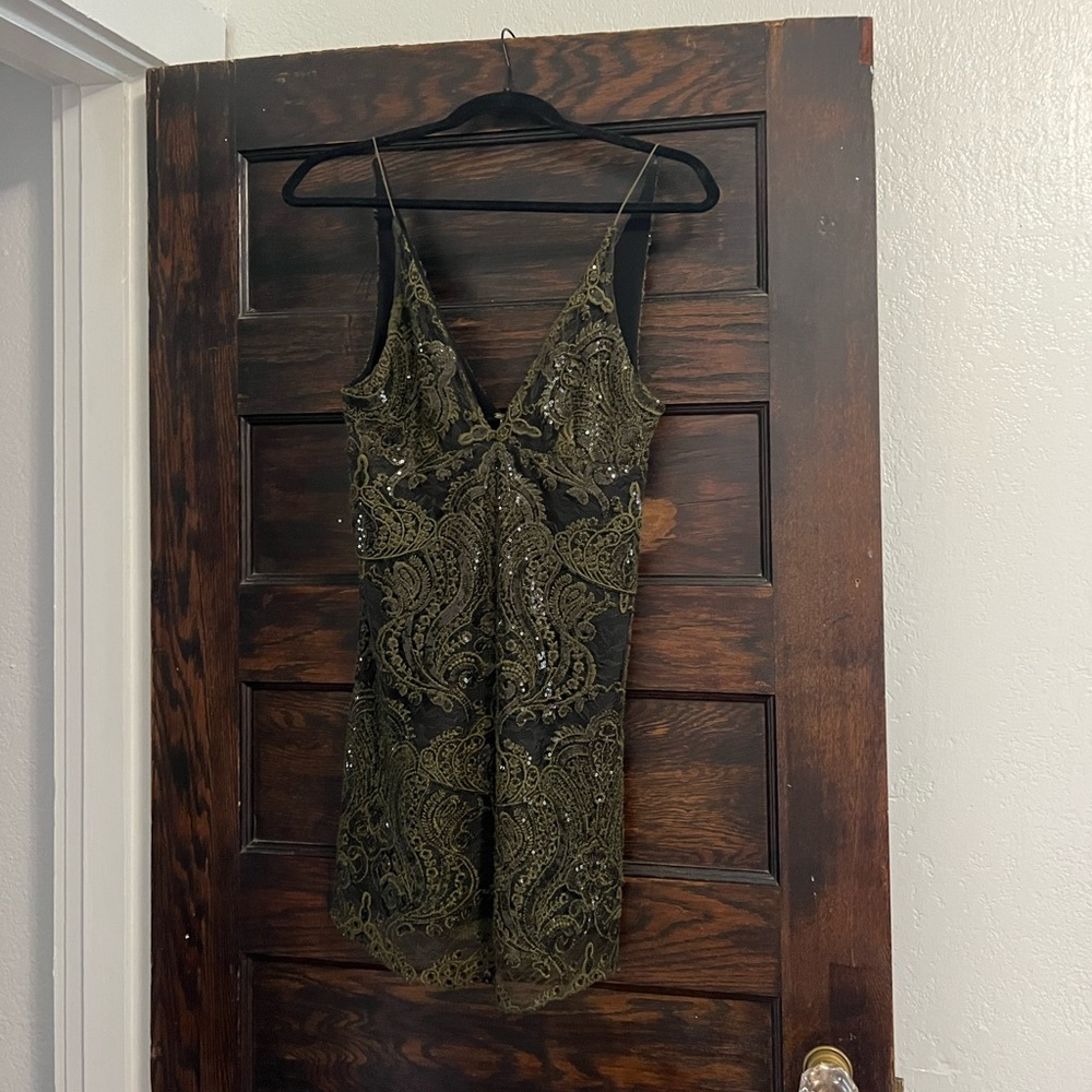 Free People Night Shimmer Dress Emerald Green
